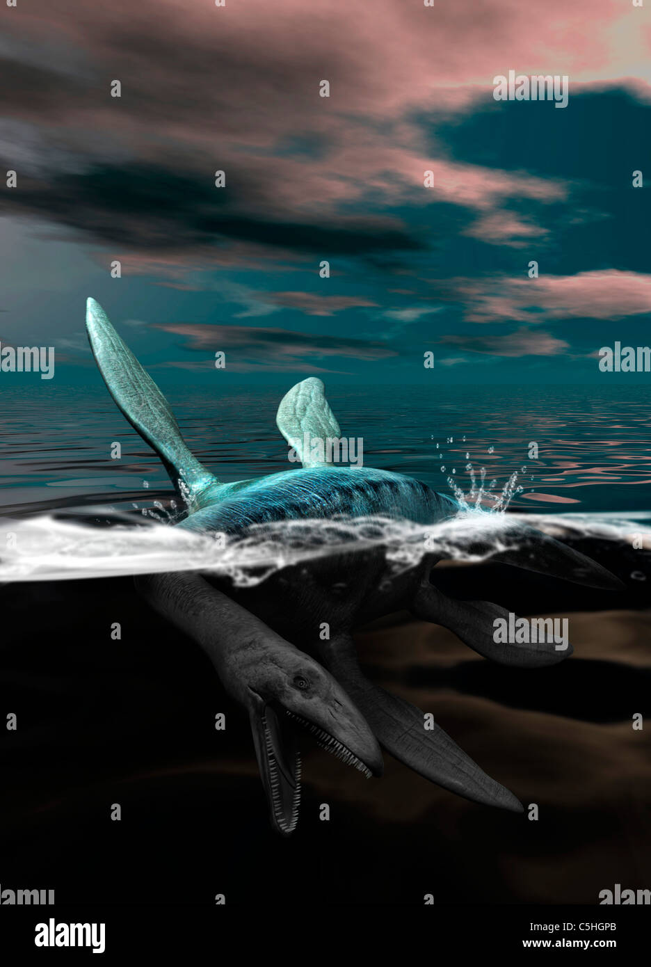 Ungeheuer von Loch Ness, artwork Stockfoto