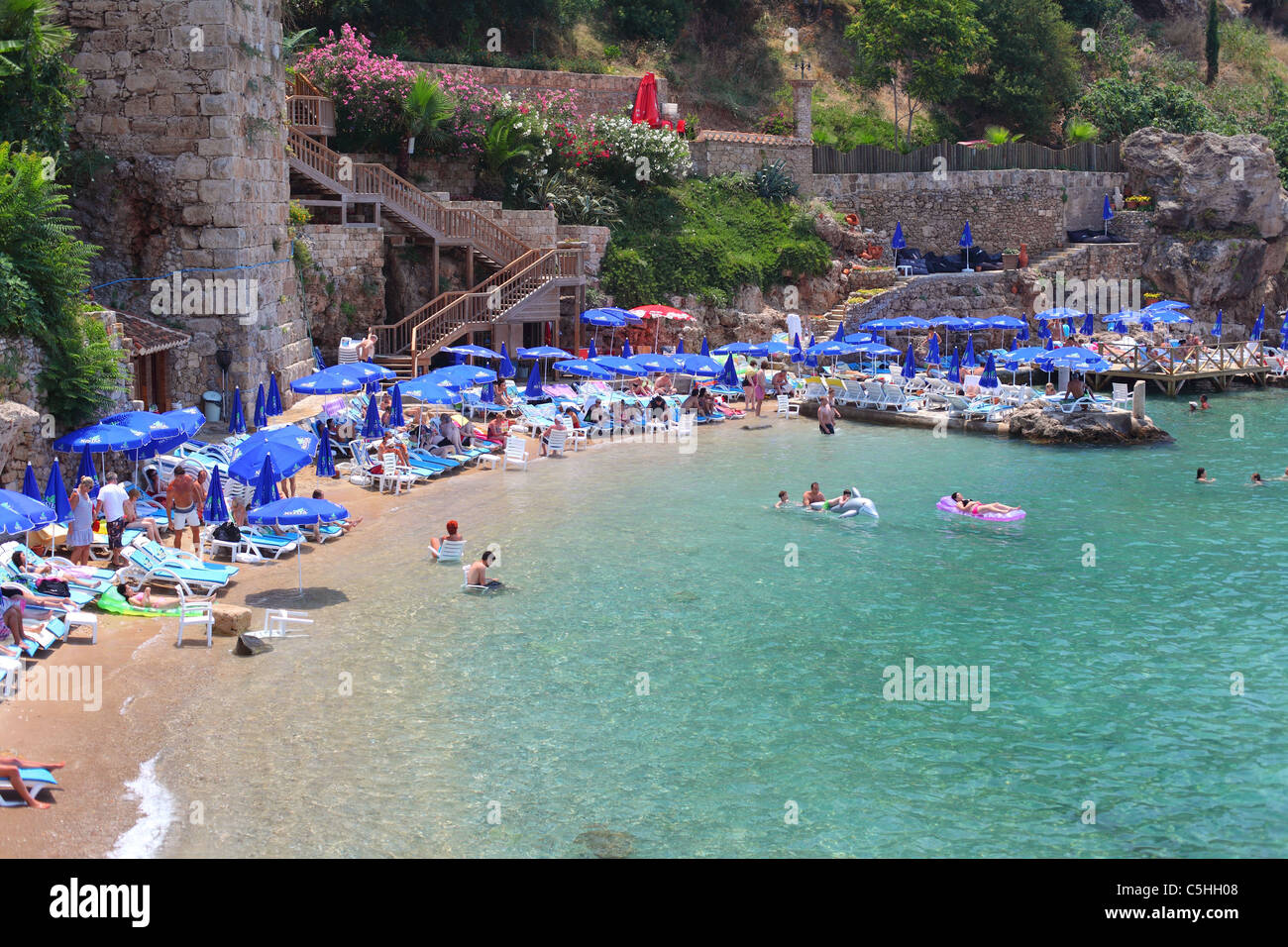 Türkei, Antalya, Kaleici, Marina, Strand, Touristen, Tourist, Reisen, Urlaub, Küste, Meer Stockfoto