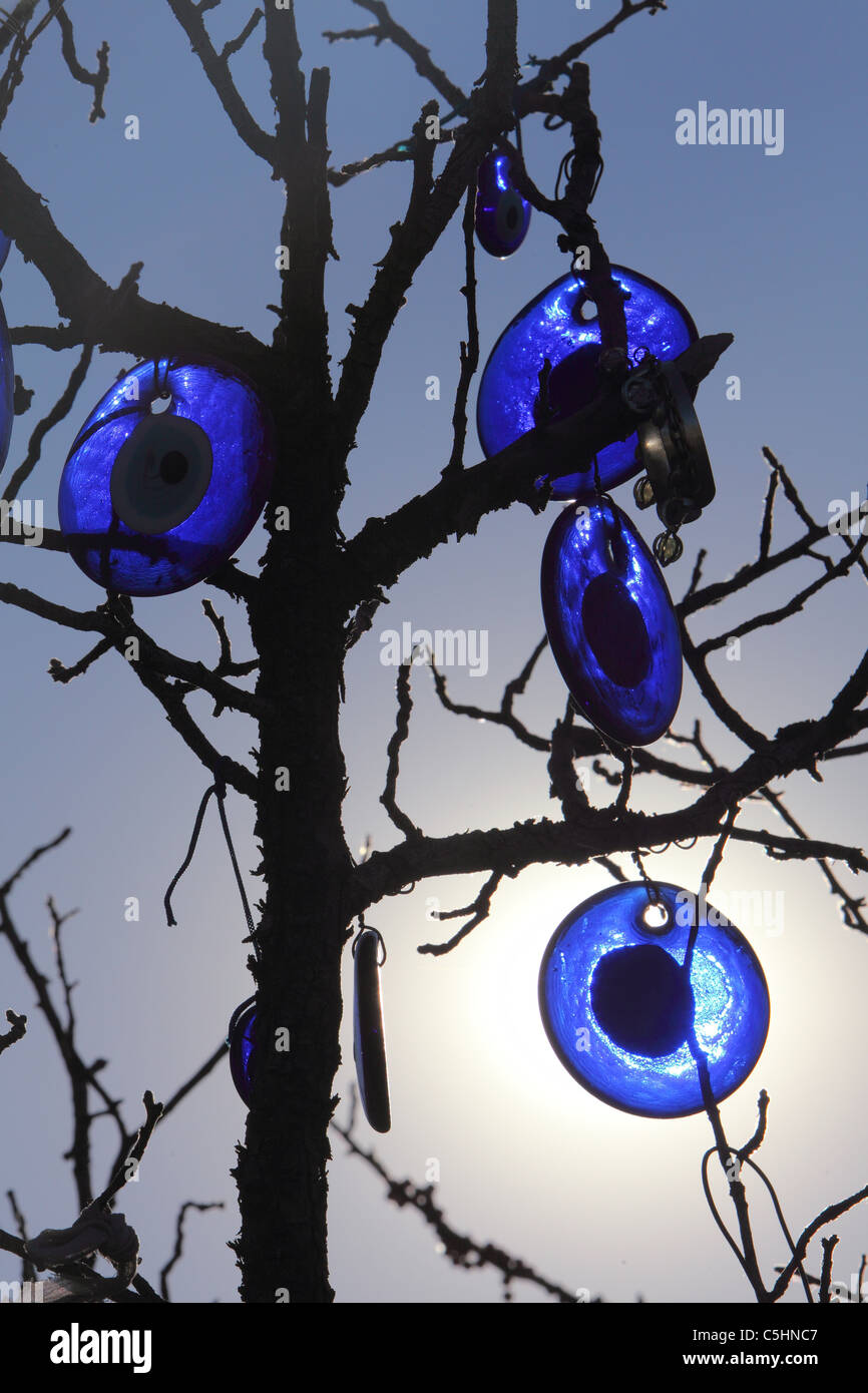 Türkei, Kappadokien, Kapadokya, bösen Blick Reize Nazar Taubental anzeigen Stockfoto