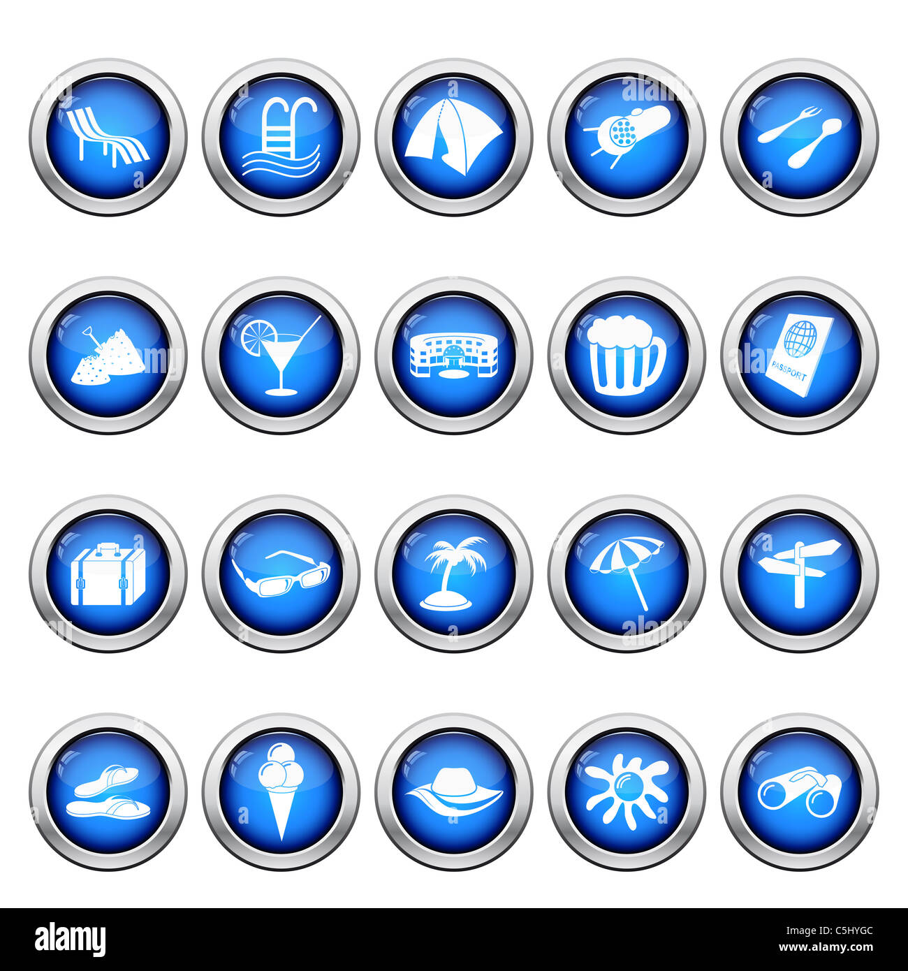 Reise-Set von verschiedenen Vektor-Web-icons Stockfoto