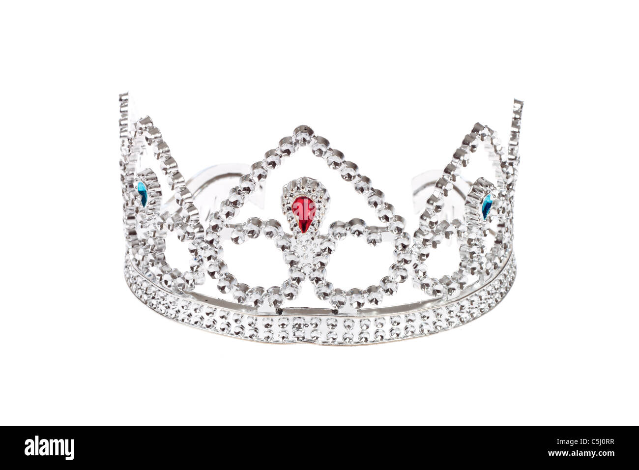 Silberne Krone, Foto auf weißem Hintergrund Stockfoto