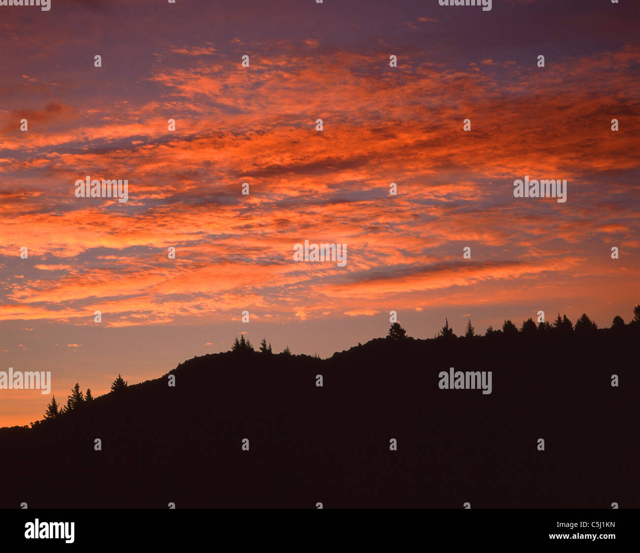 Sonnenuntergang an der Lochmara Bucht, Queen Charlotte Sound, Marlborough Sounds, Marlborough Region, Südinsel, Neuseeland Stockfoto