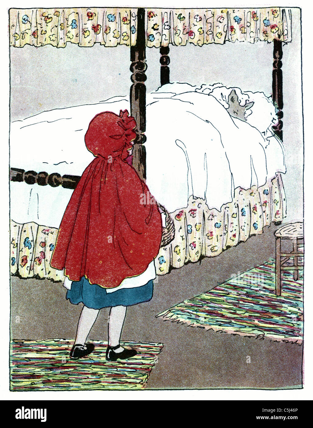 Little Red Riding Hood antiquarische Buchillustration Stockfoto