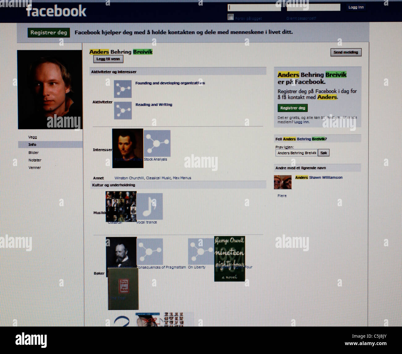 Anders Behring Breivik Stockfotos und -bilder Kaufen - Alamy