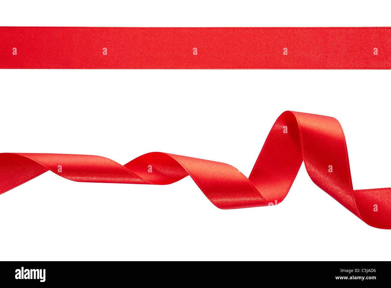 Red Ribbon isoliert auf weiss Stockfoto