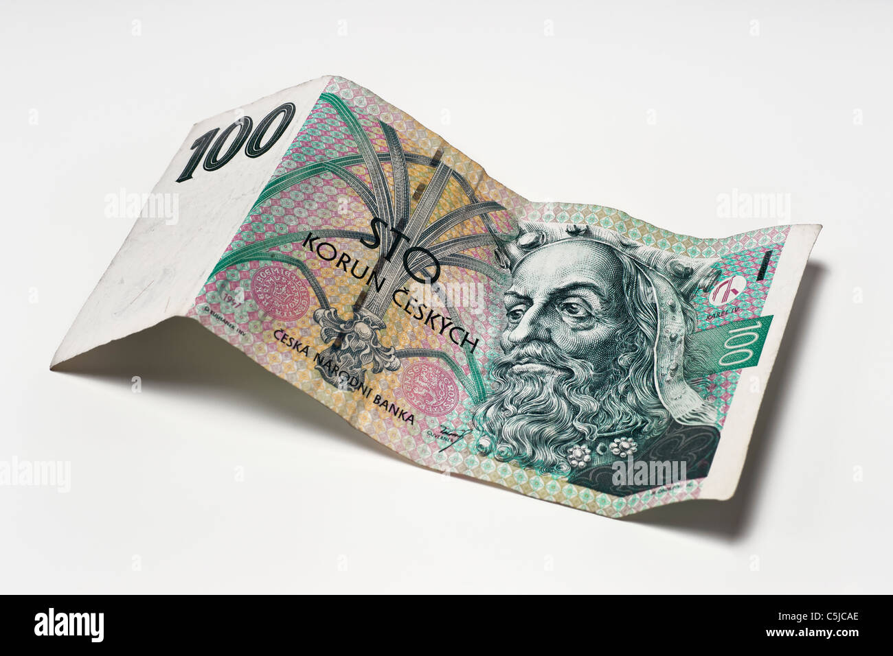 Detailansicht Einer Tschechischen 100 Kronen Banknote | Detail-Foto einer tschechischen 100 Kronen Banknote Stockfoto