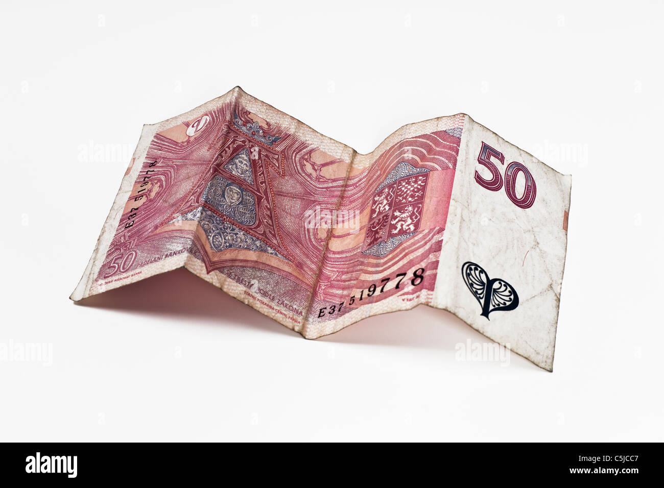 Rückseite Einer Tschechischen 50 Kronen Banknote | Rückseite einer tschechischen 50 Kronen Banknote Stockfoto