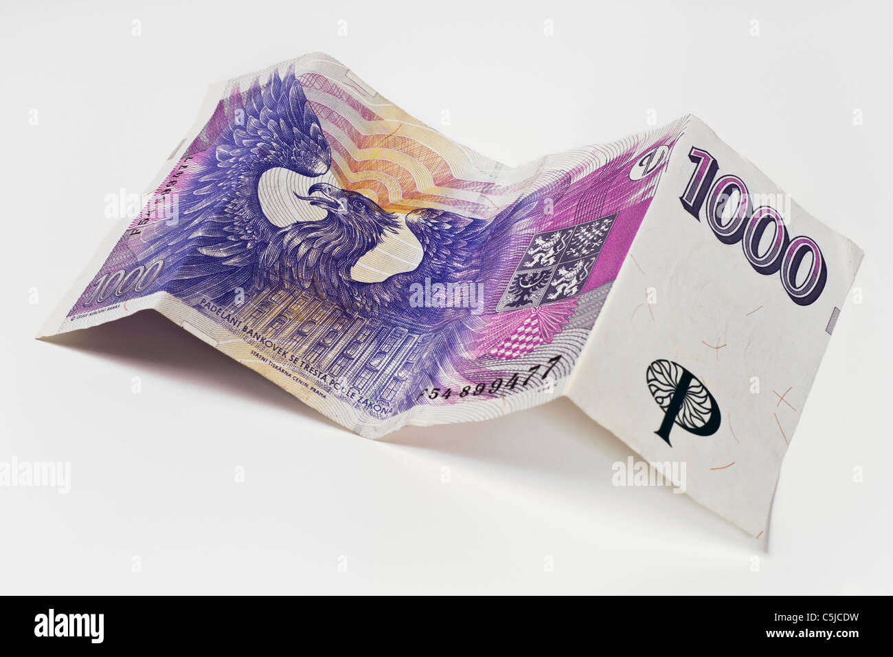 Rückseite Einer Tschechischen 1000 Kronen Banknote | Rückseite einer tschechischen 1000 Kronen Banknote Stockfoto