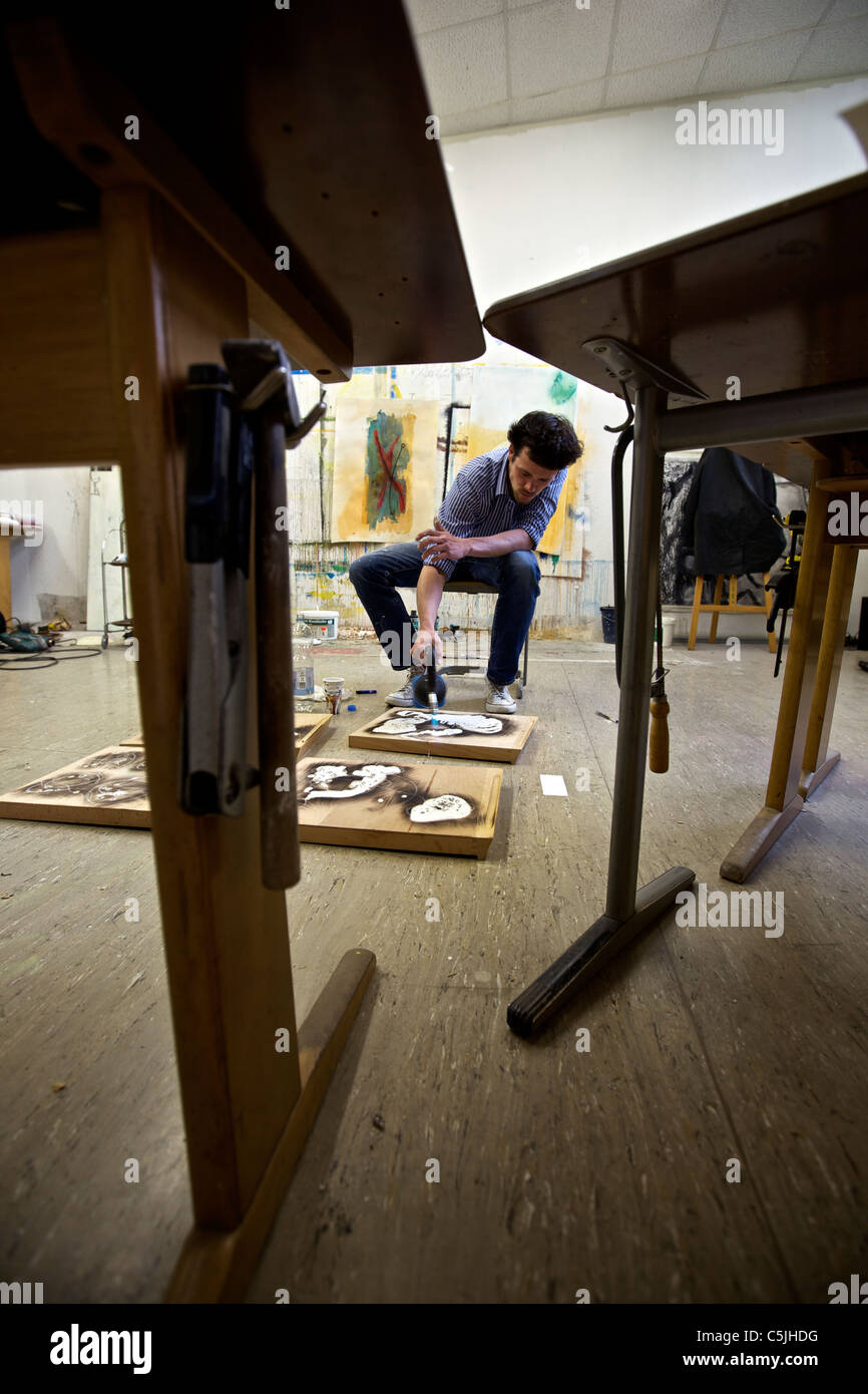 Künstler Fred Vernon bei der Arbeit Stockfoto