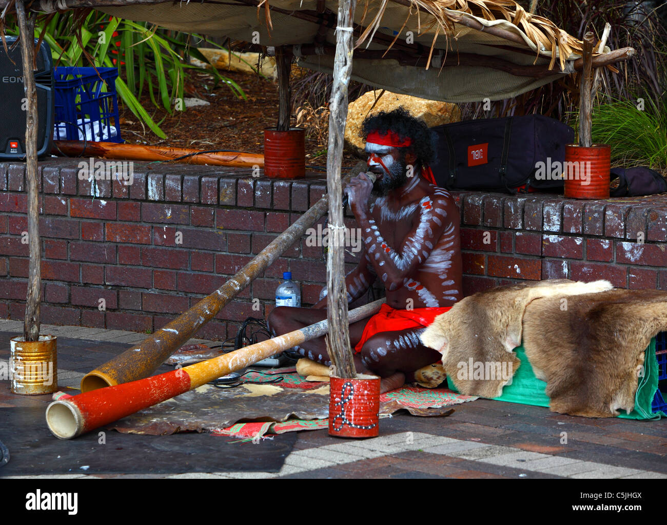 Aboriginy Entertainer am Circular Quay, Sydney Harbour Sydney Stockfoto