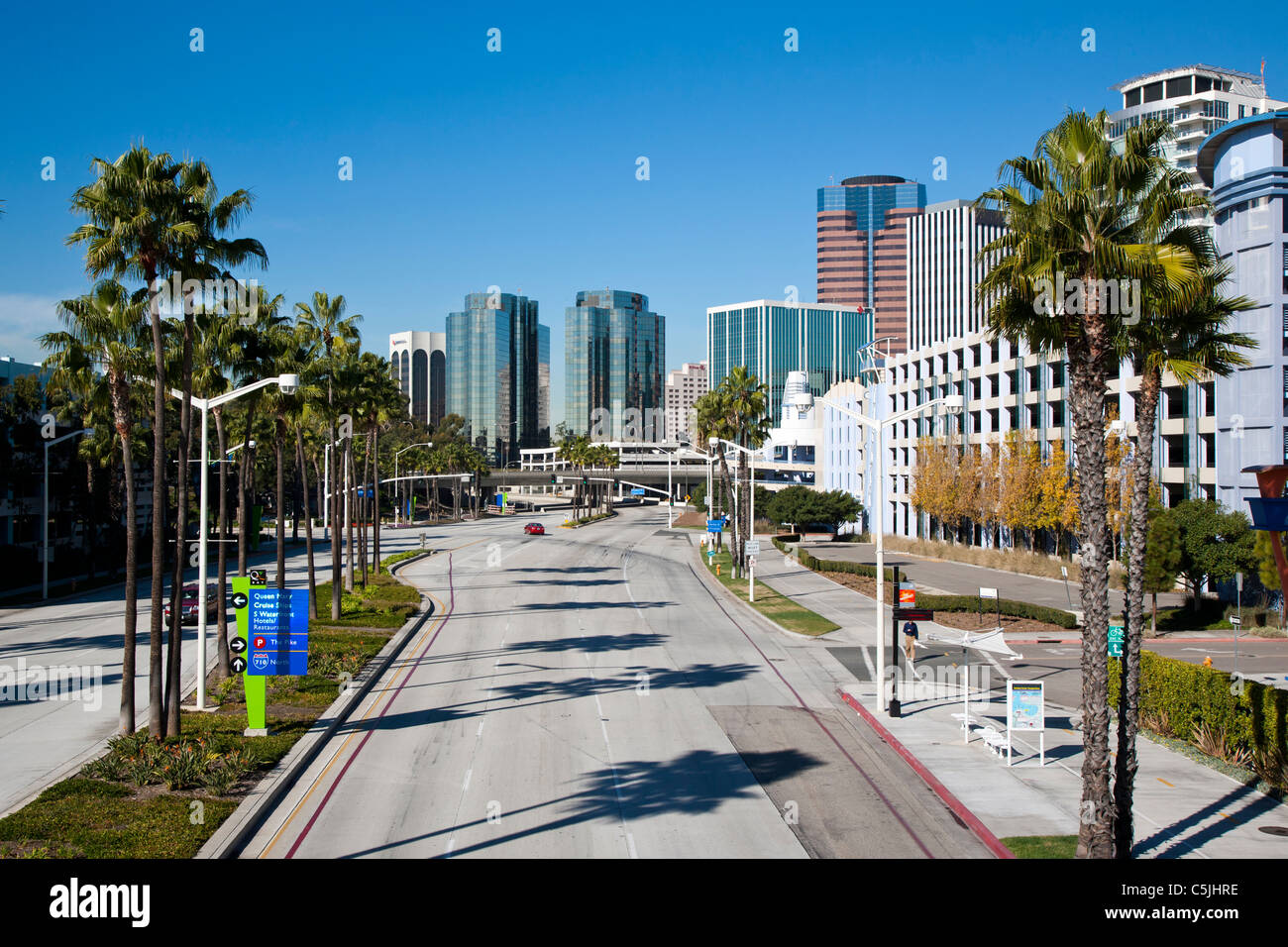 Aquarium Weg Straße und Stadt von Long Beach, Kalifornien, USA Stockfoto