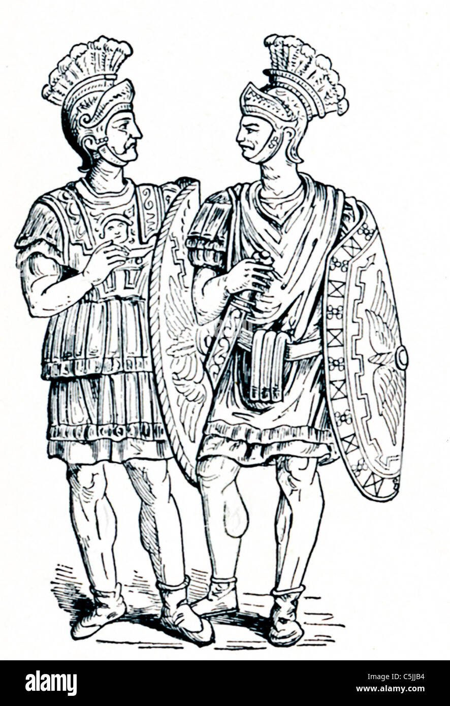 Die beiden Praetorian Wachen in dieser Abbildung 1901 abgebildet sind aus der Zeit des Augustus, der erste römische Kaiser. Stockfoto