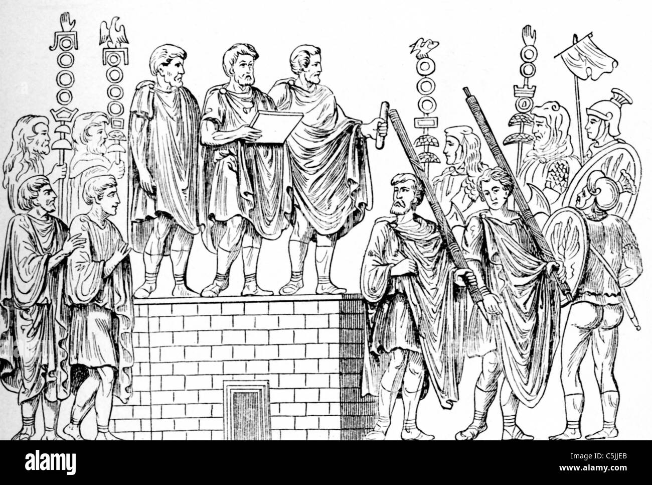 Das römische Militär hatte verschiedene Auszeichnungen, dass Offiziere und Herrscher, die für eine Vielzahl von Gründen und Leistungen vorgestellt. Stockfoto