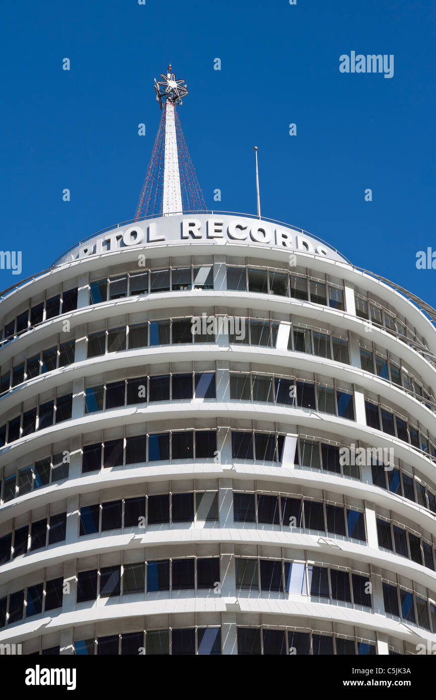 Kapitol-Aufzeichnungen Gebäude in Hollywood, Los Angeles, Kalifornien, USA Stockfoto