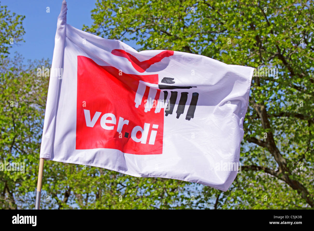 Flagge der deutschen Gewerkschaft "ver.di" Stockfoto