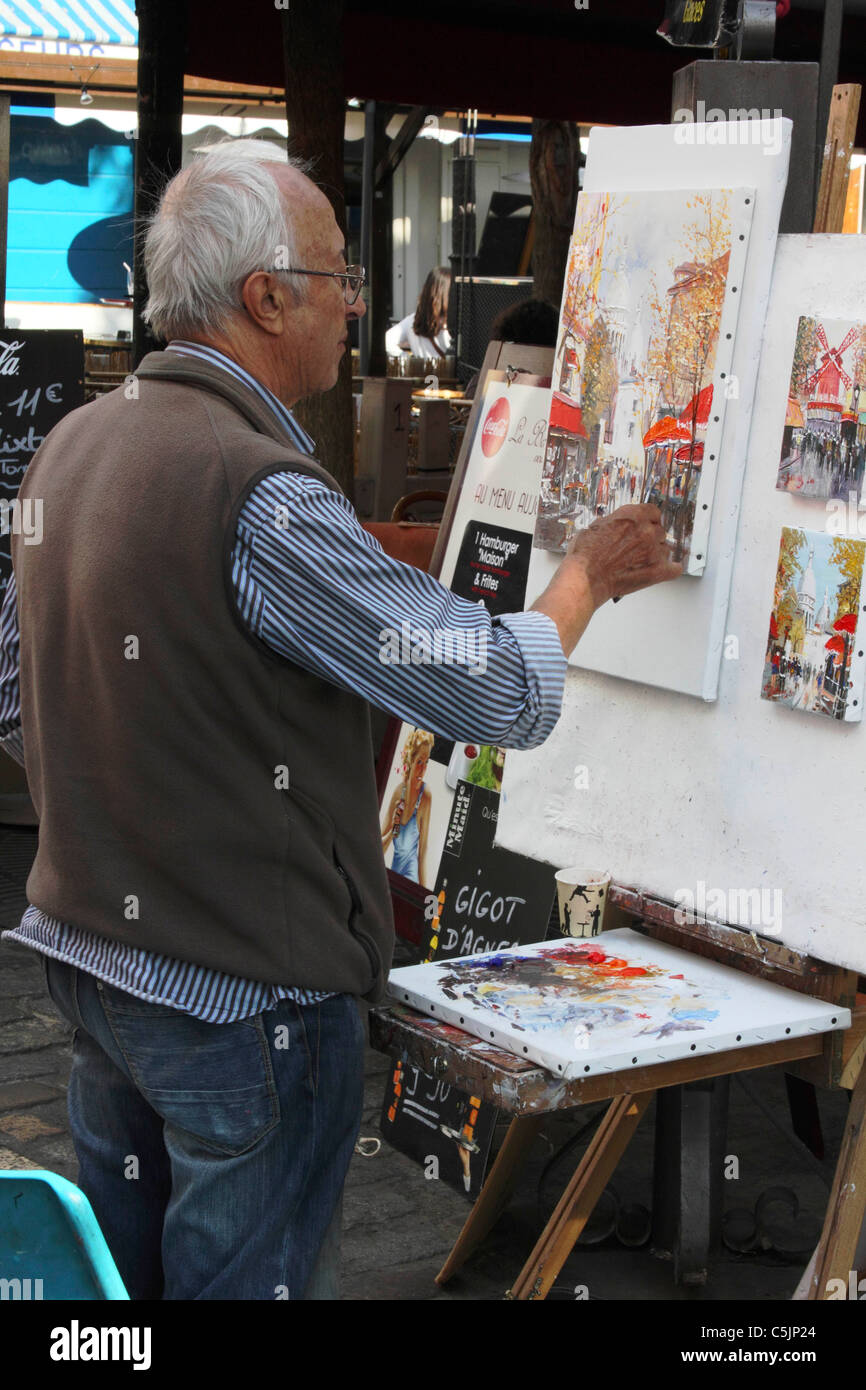 Künstler malen in Montmartre Stockfoto