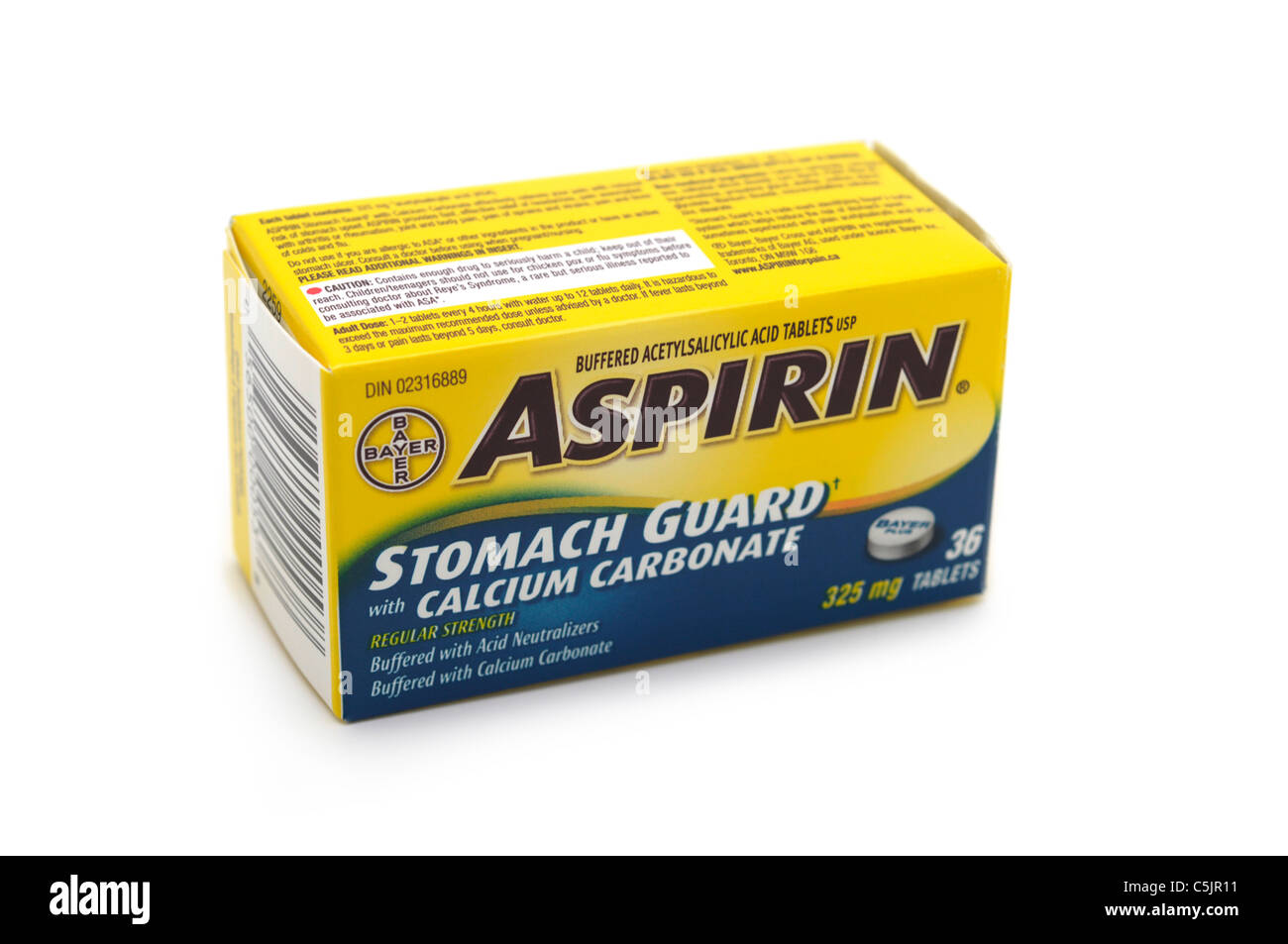 Aspirin-Box Paket, Acetylsalicylsäure-Tabletten Stockfoto