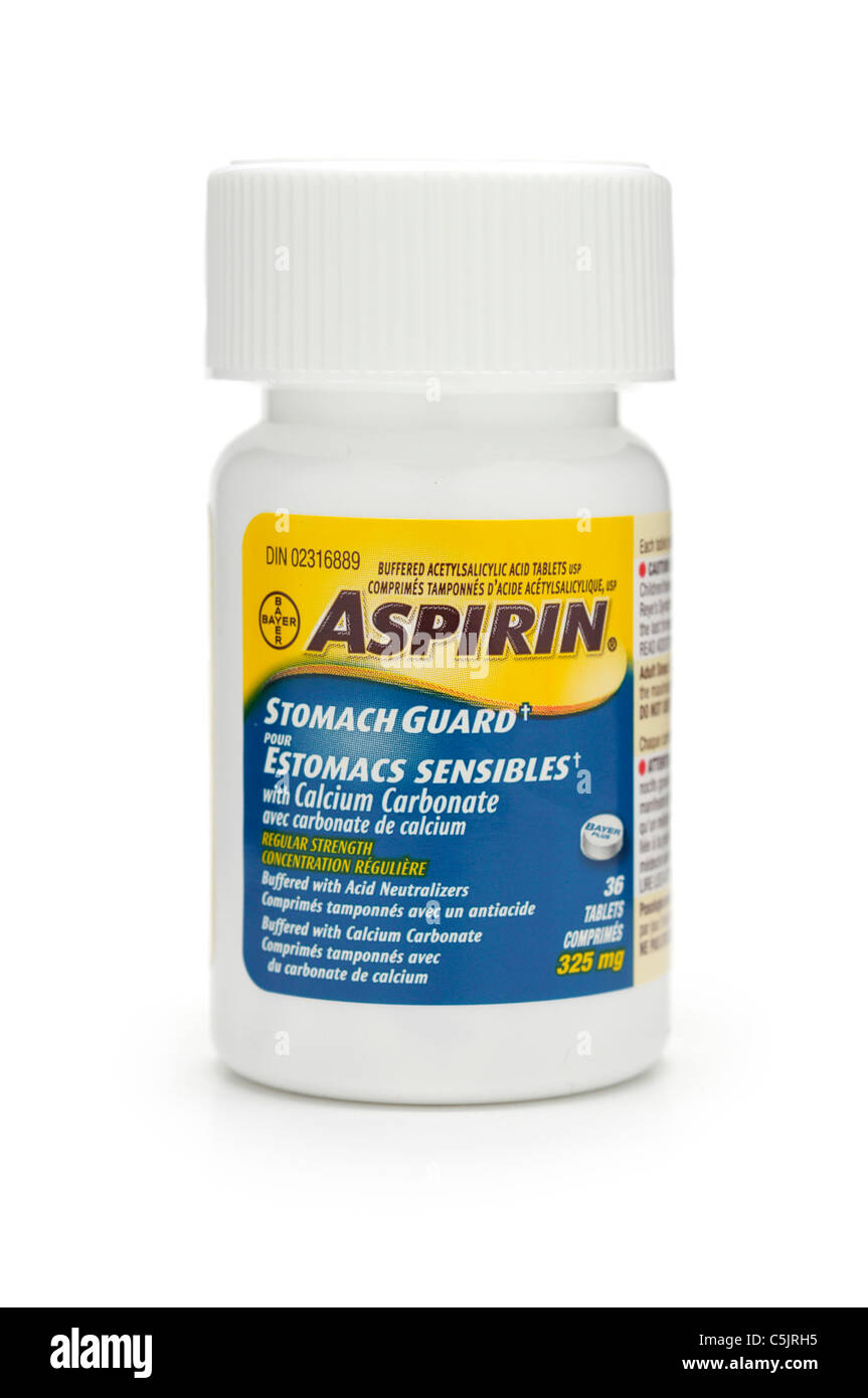 Aspirin-Flasche, Acetylsalicylsäure-Tabletten, Stockfoto