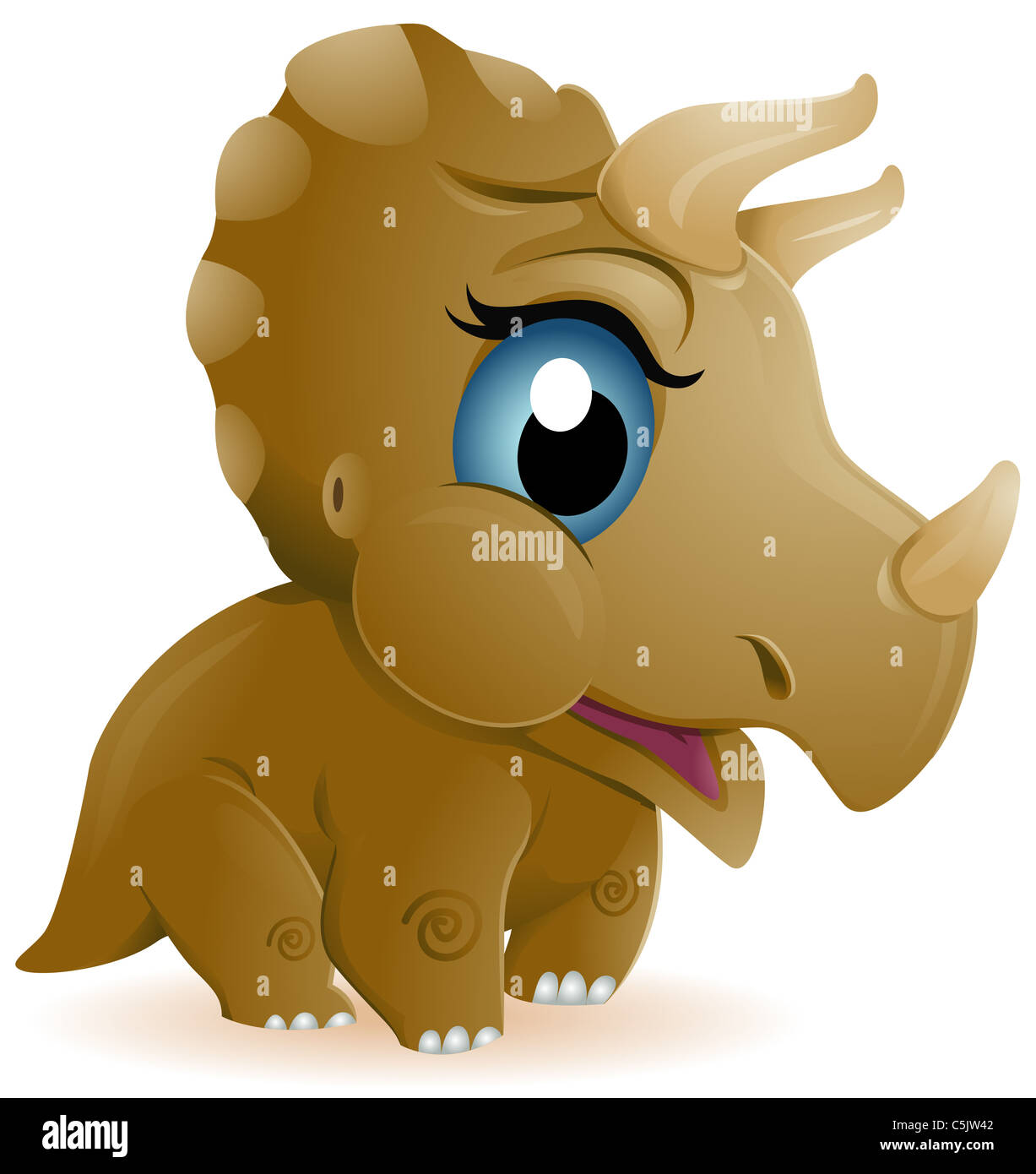 Ein niedliches Baby Triceratops mit einem übergroßen Kopf und große Augen Stockfoto