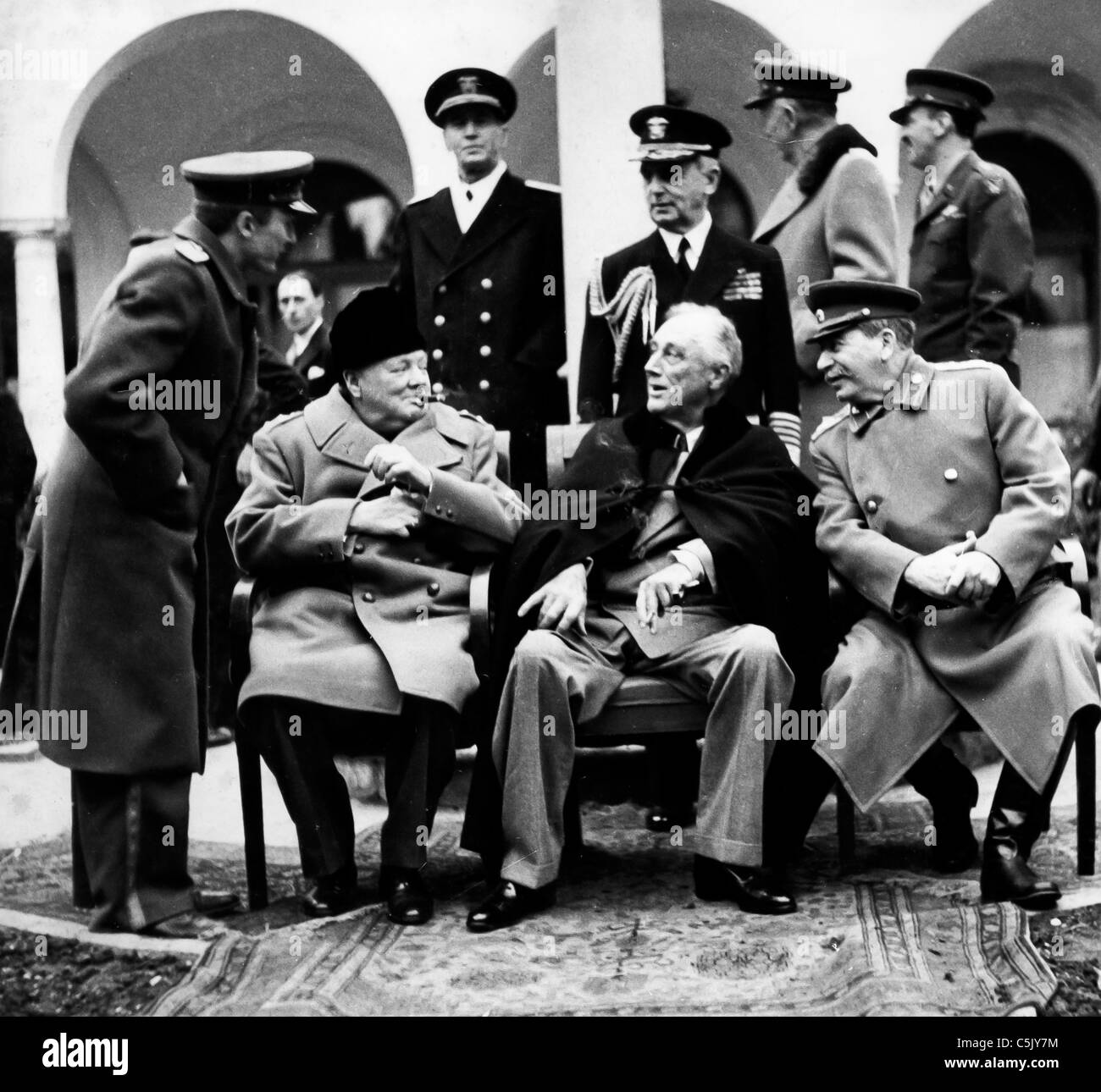 Churchill, Roosevelt und Stalin auf der Konferenz von Jalta 1945 Stockfoto