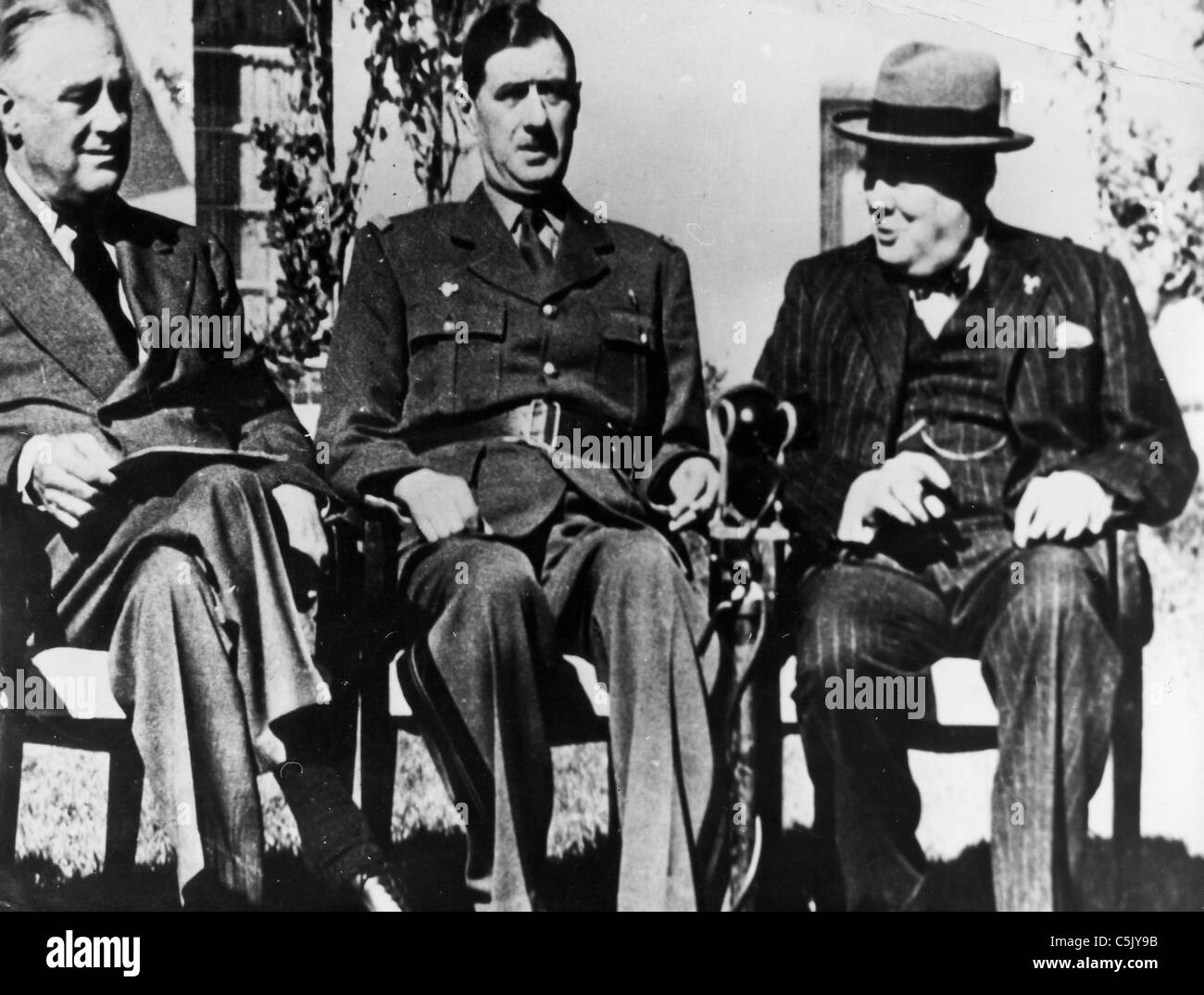 Churchill, Roosevelt, de Gaulle in Casablanca, Marokko, 1943 Stockfoto