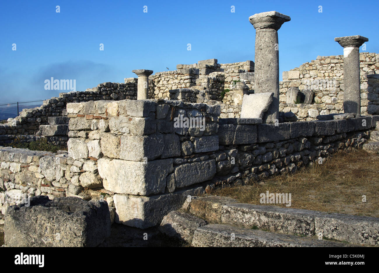 Albanien. Byllis. Von der thrakische im 4. Jh. v. Chr. gegründet Frühe christliche Cathedral. 4. und 5. Jahrhundert. Stockfoto