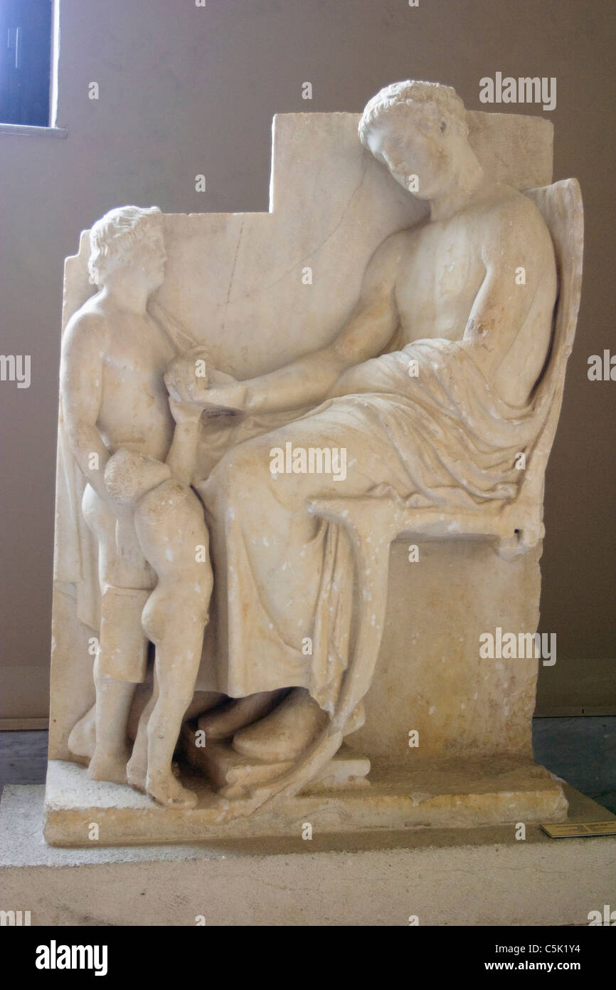 Funerary Stele mit Abschiedsszene, Marmor, von Amisus (Samsun), Archaelogical Museum, Istanbul, Türkei Stockfoto