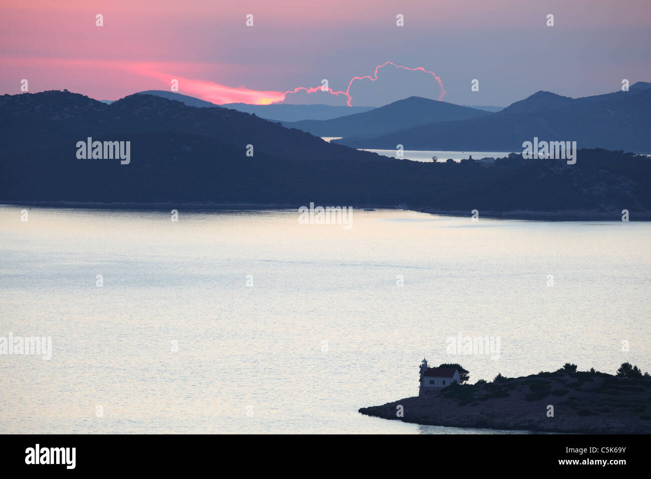 Kornati Inseln bei Sonnenuntergang, Kroatien Stockfoto