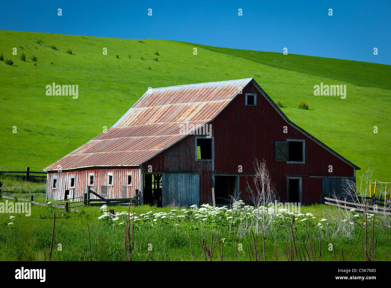 Alte Scheune Gebäude im Bereich landwirtschaftliche Palouse des östlichen US-Bundesstaat Washington. Stockfoto