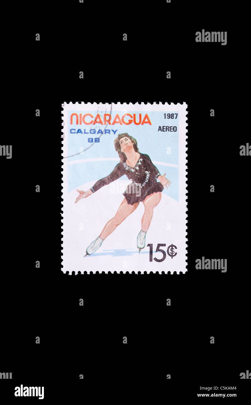 die Eiskunstlauf-Disziplin in eine Sondermarke der Olympischen Winterspiele von Calgary 1988 Stockfoto