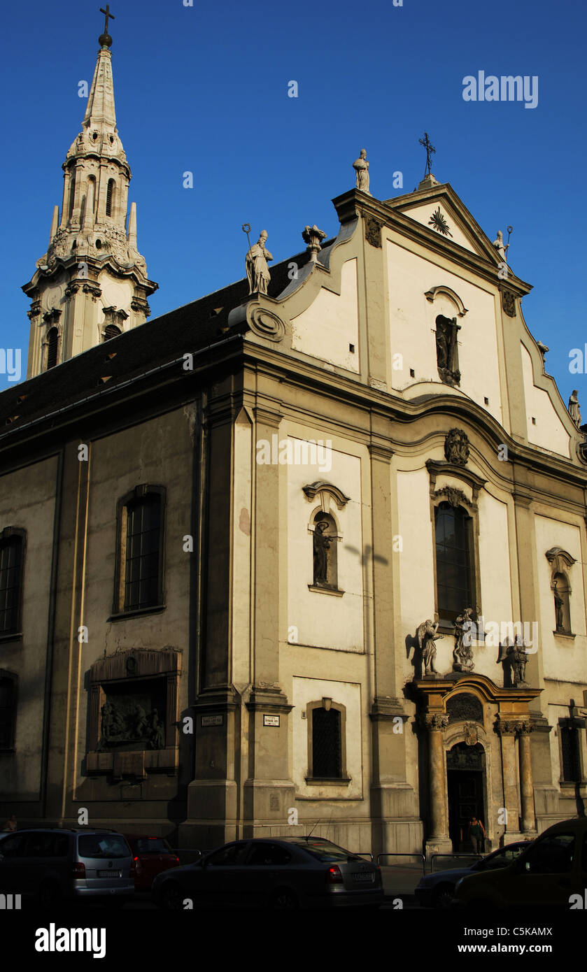 Ungarn. Budapest. Schädling Franziskanerkirche. 18. Jahrhundert. Fassade. Stockfoto