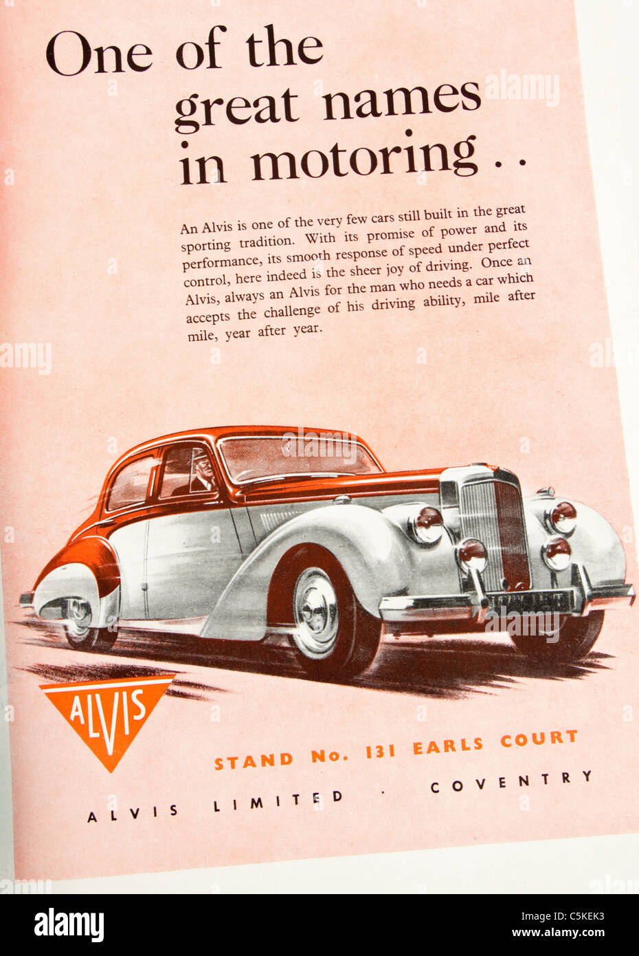 Abbildung von 1953 Oldtimer Alvis von "The Autocar" Magazin des 23. Oktober 1953 Stockfoto