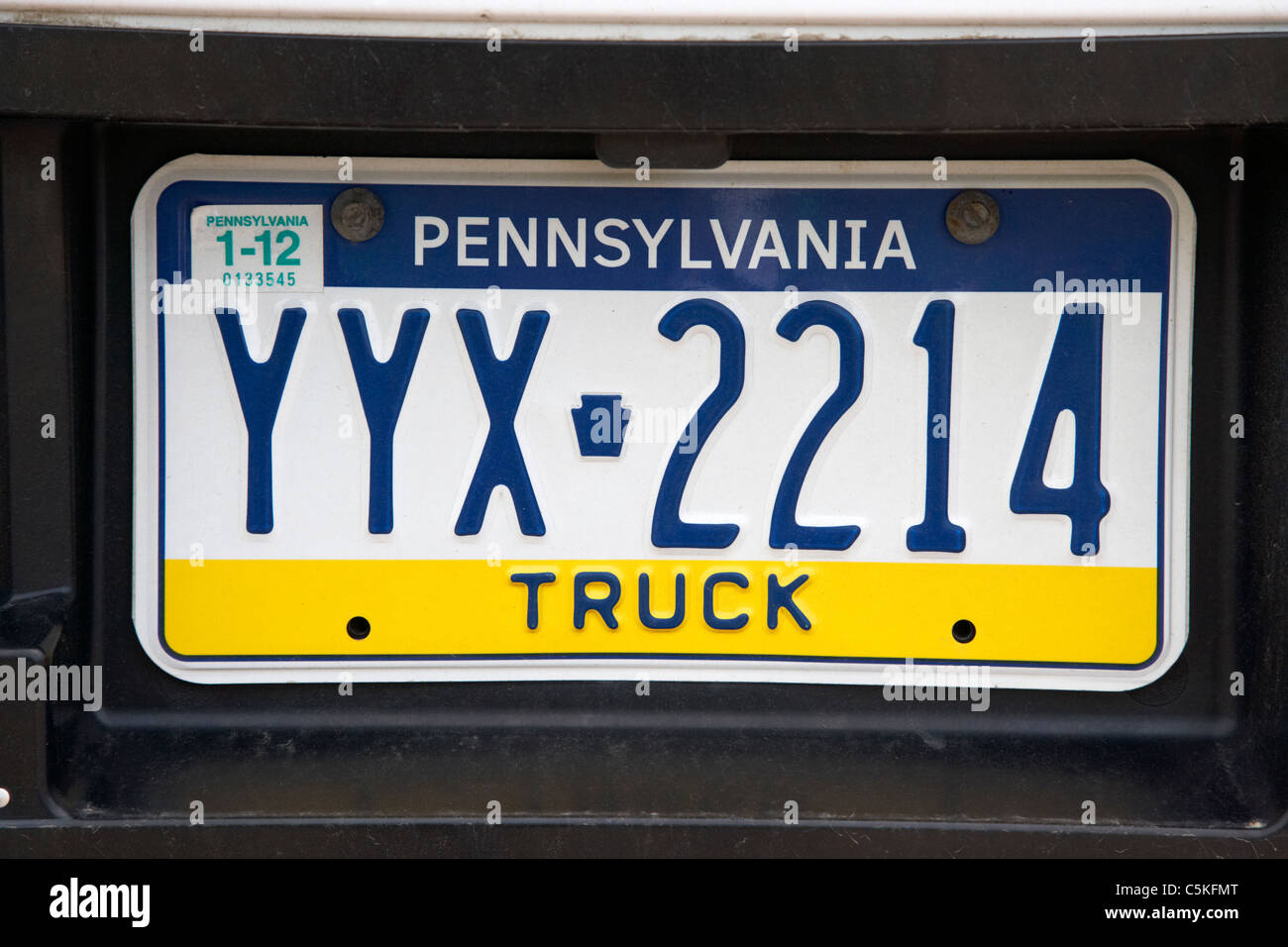 Pennsylvania LKW Fahrzeug Nummernschild Staat usa Stockfoto