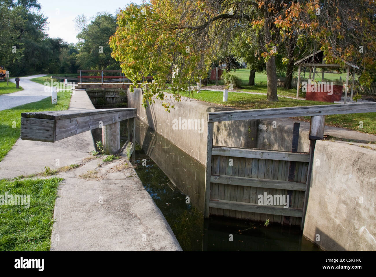 Restaurierte Schlösser an Ohio und Erie-Kanal. Stockfoto