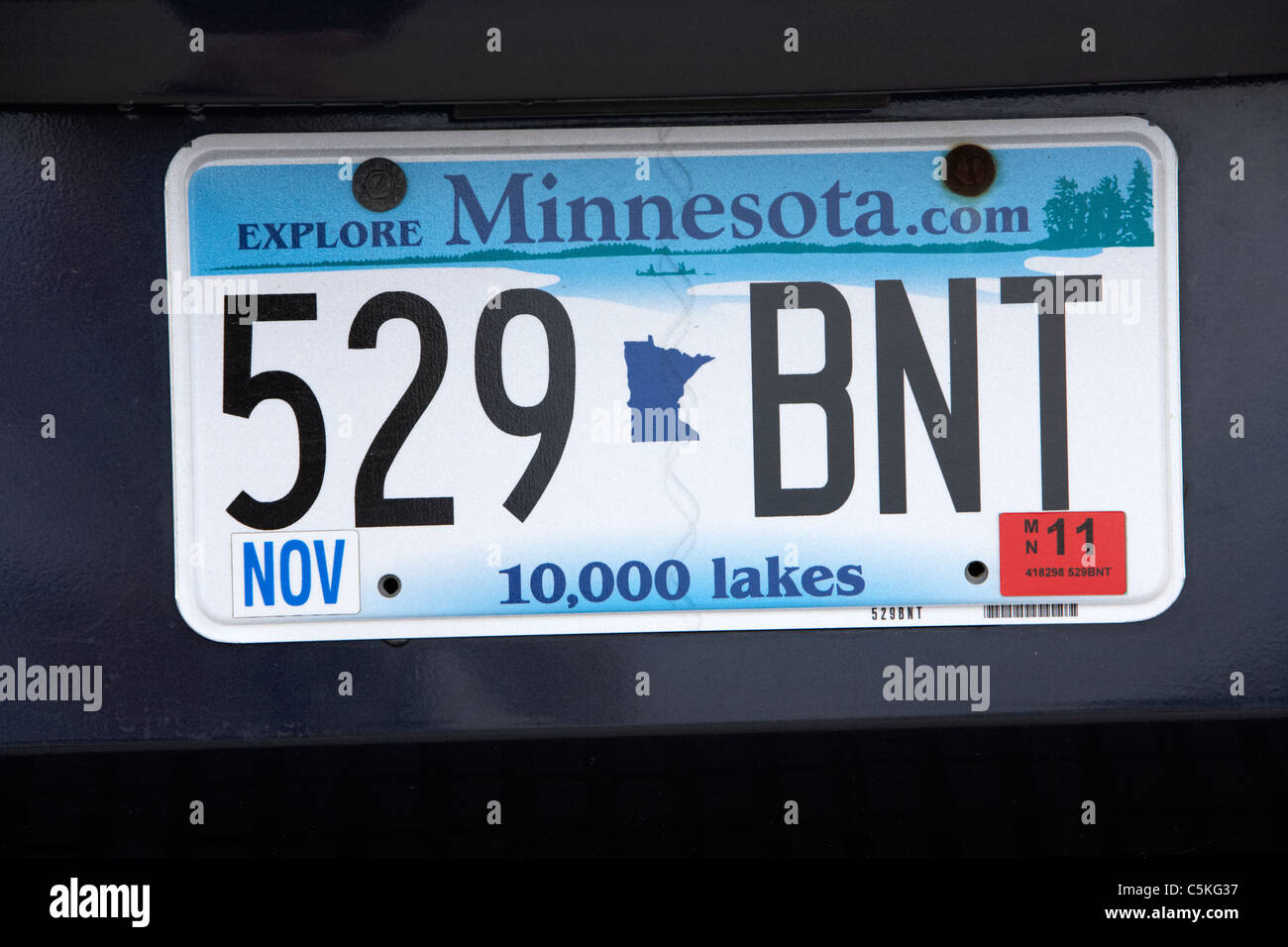 erkunden Sie Minnesota 10.000 Seen Fahrzeug Nummernschild Staat usa Stockfoto