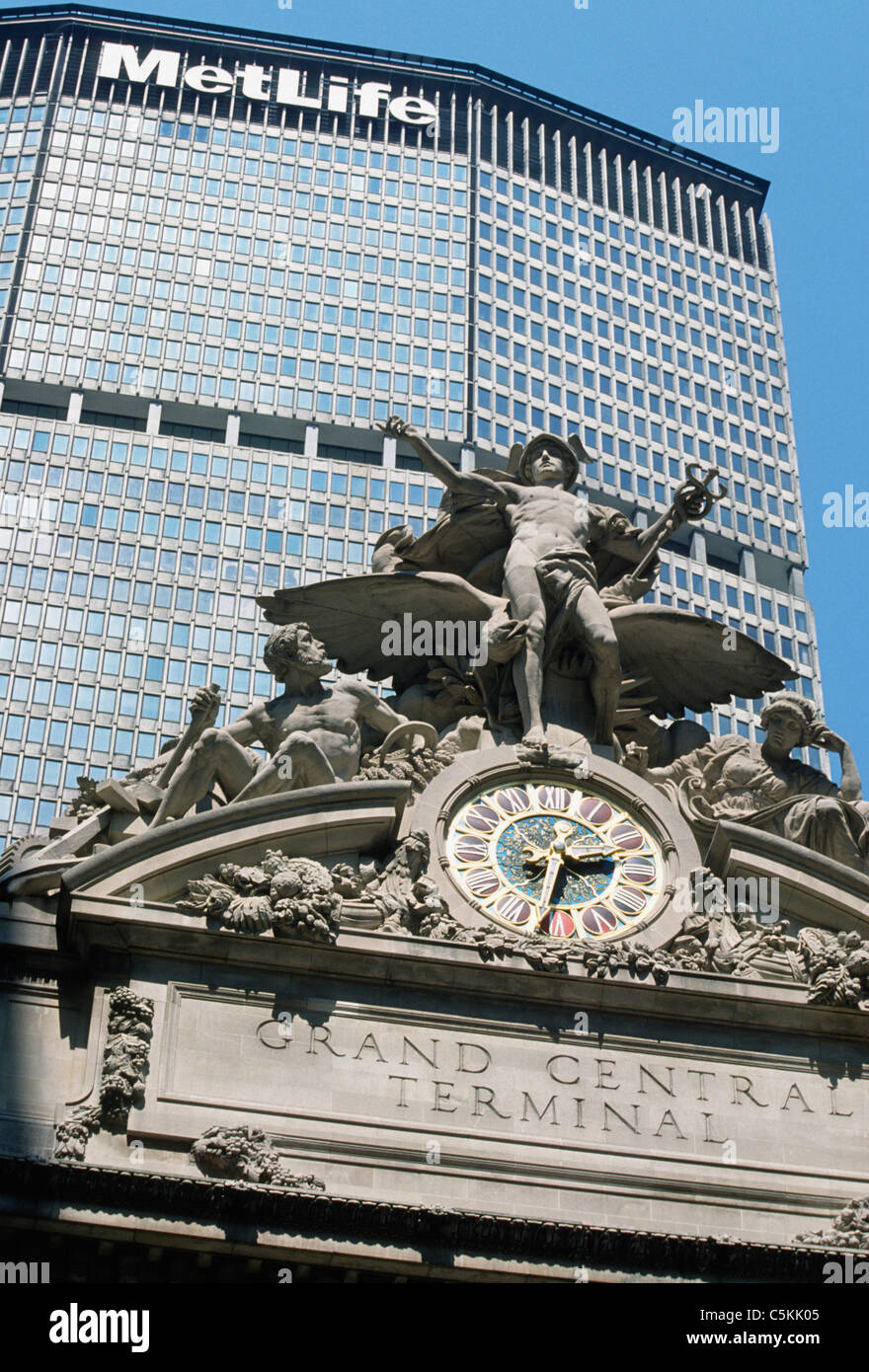 Grand Central Terminal Uhr und Met Life, NYC Stockfoto