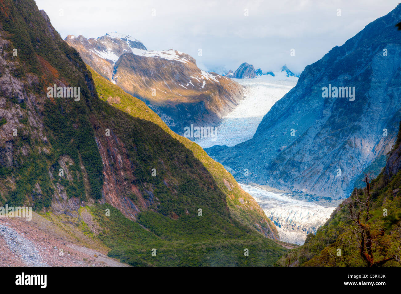 Fox-Gletscher in den Bergen von New Zealand Stockfoto