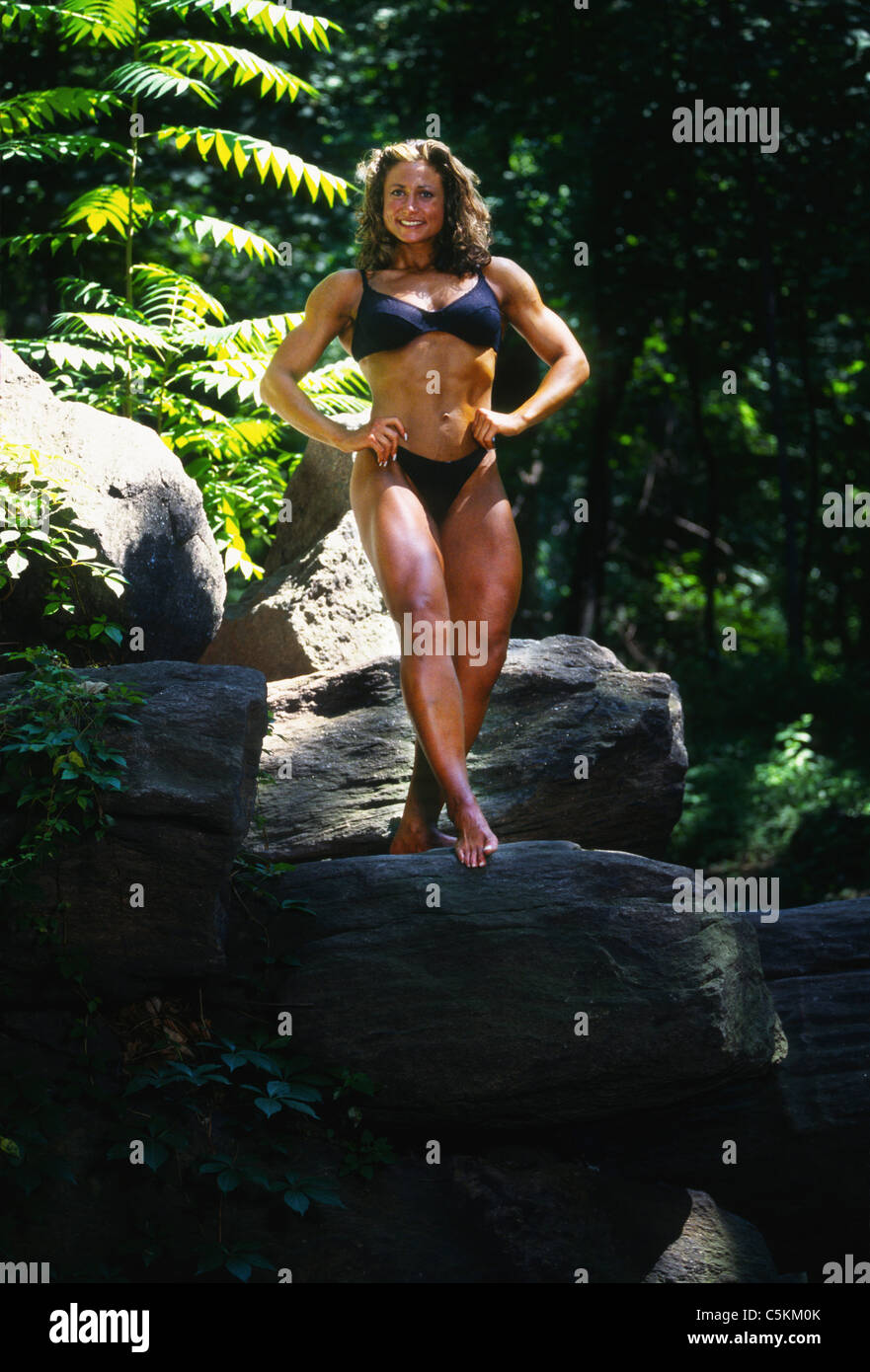 weibliche Bodybuilder im Central Park, NYC Stockfoto