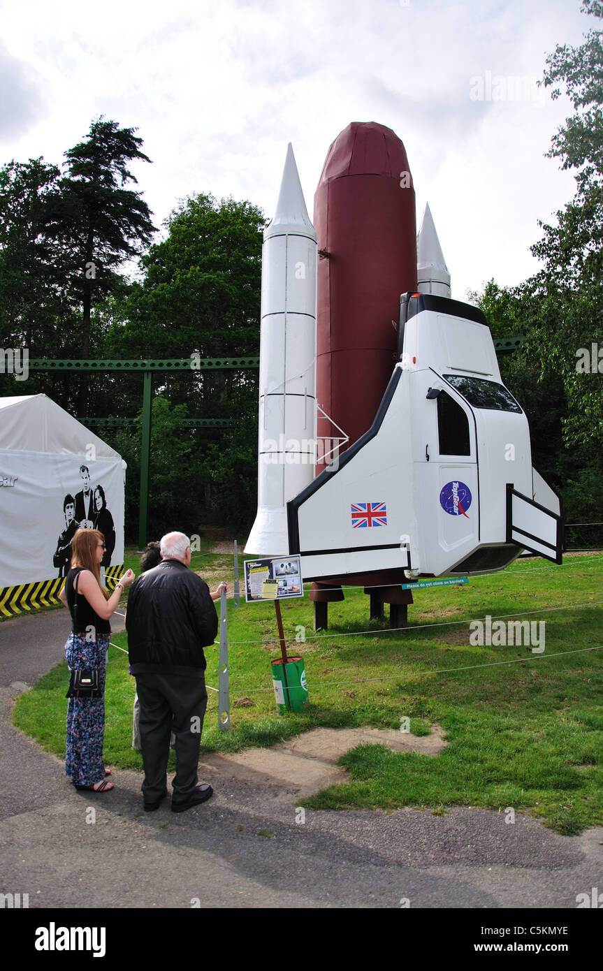 Reliant Robin Space Shuttle, Welt der Top Gear, Beaulieu, neue Forstrevier, Hampshire, England, Vereinigtes Königreich Stockfoto
