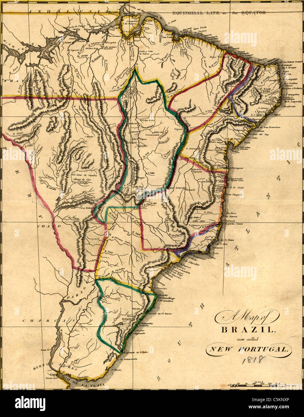 Eine Karte von Brasilien, jetzt genannt neue Portugal, ca. 1918 Stockfoto