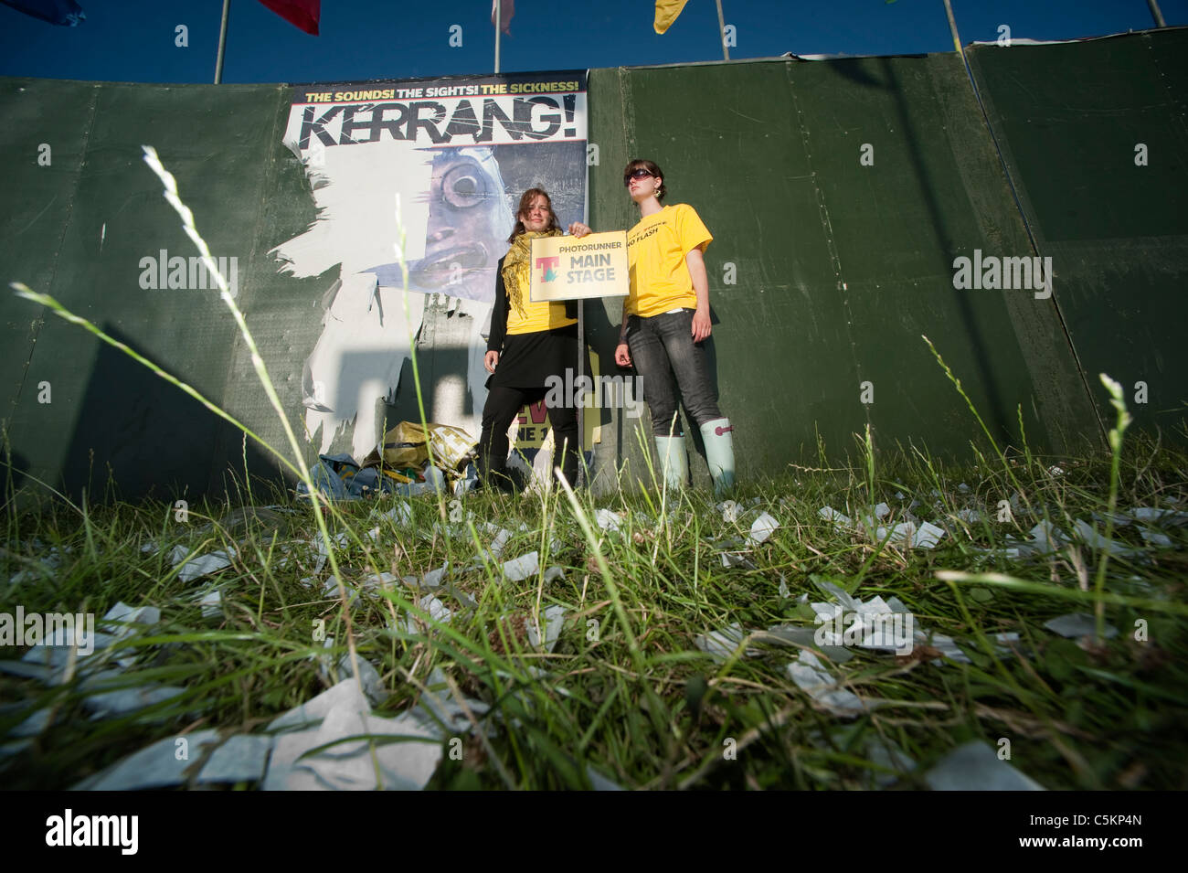 T in der Park-Musik-Festival Foto-Läufer hinter den Kulissen. Stockfoto