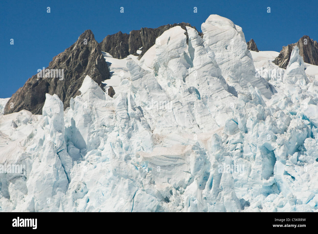 Helikopter-Rundflug, Franz Josef Glacier, Mt. Cook und Mt. Tasman.  Südinsel, Neuseeland auf dem Tasmas Meer Stockfoto