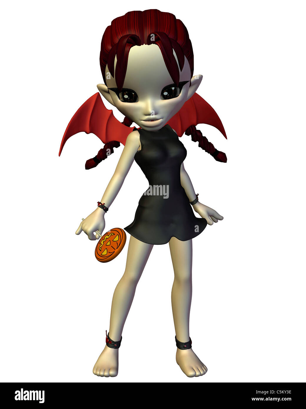 Niedlichen Toon Halloween Teufel mit Lollipop Stockfoto