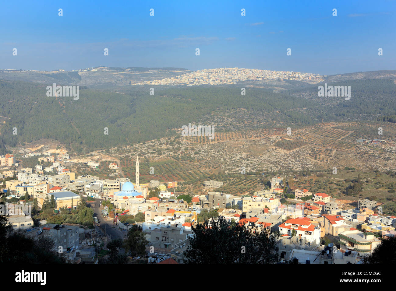Blick vom Berg Tabor in die Stadt Nazareth, Israel Stockfoto