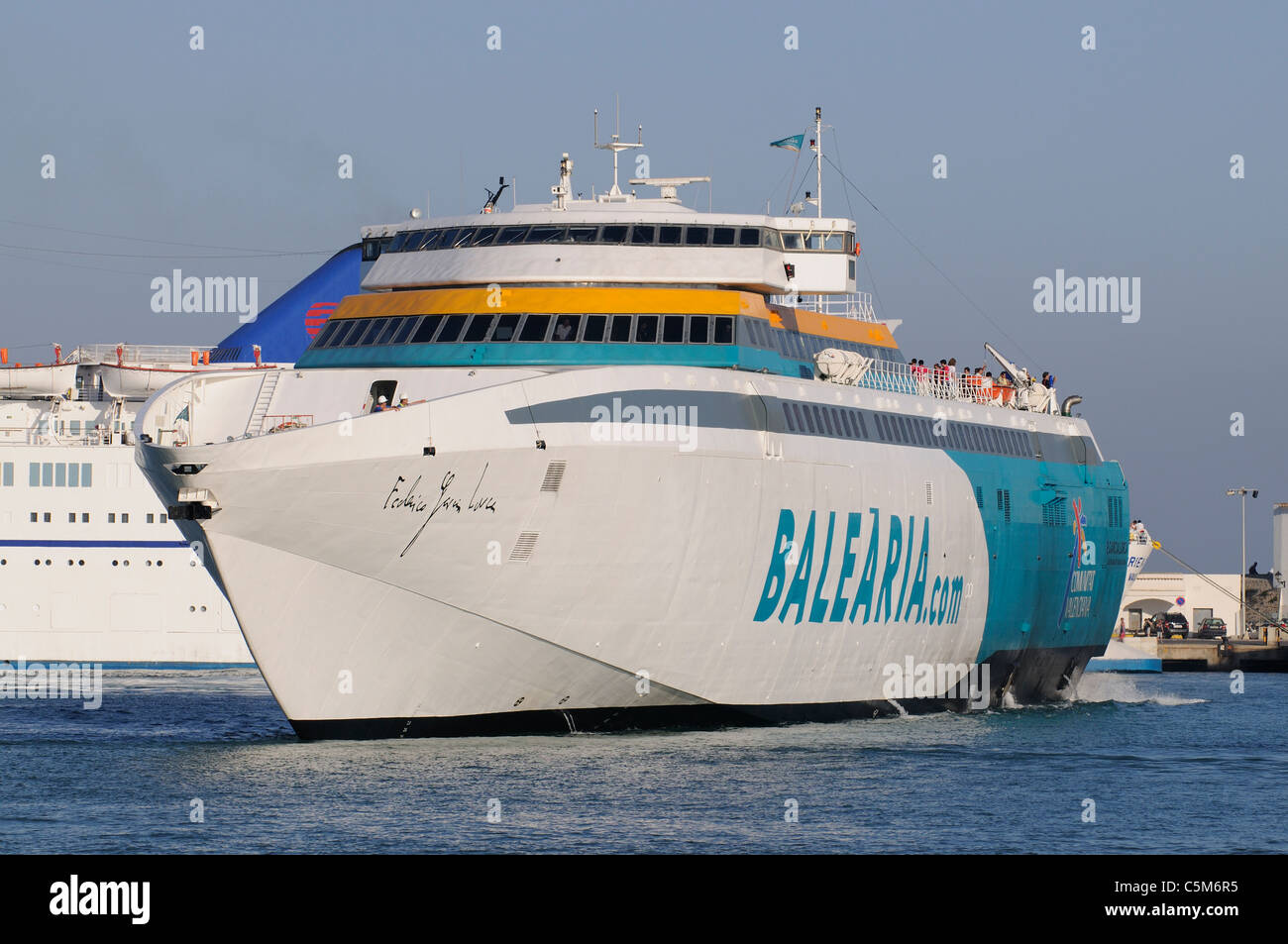 Super Fast Ferry die F Garcia Lorca in Eivissa Hafen auf der spanischen Insel Ibiza Stockfoto