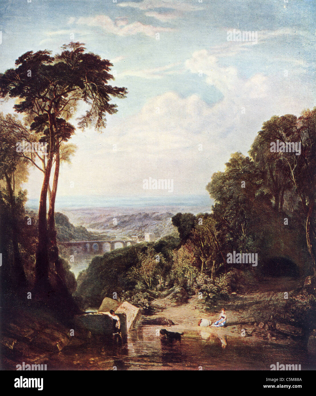 Gemälde von J M W Turner; "Überschreiten des Bachs"; Englisch-Schule; Öl auf Leinwand. Das Tamar Tal bei Calstock Stockfoto