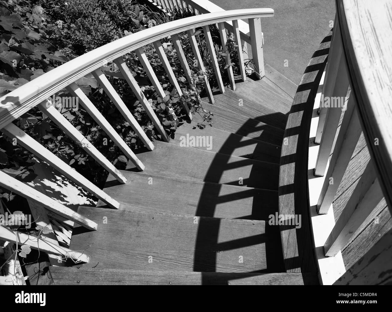 Schwarz / weiß Bild von einem viktorianischen Stil Haus Wendeltreppe Stockfoto