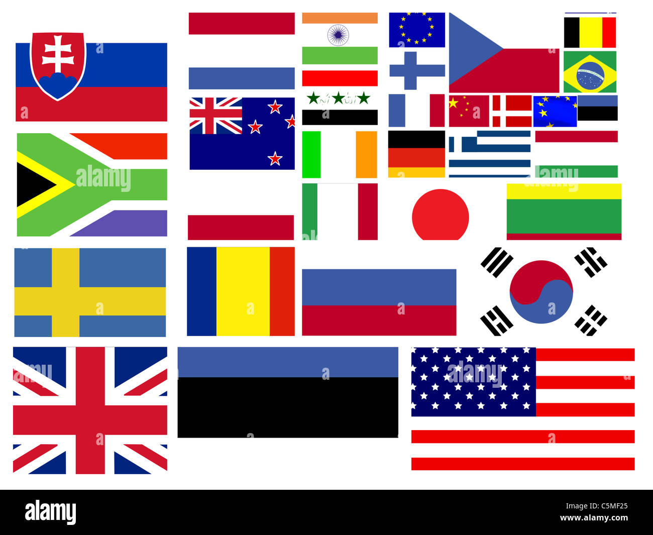 Sammlung von Flaggen der Welt Stockfoto