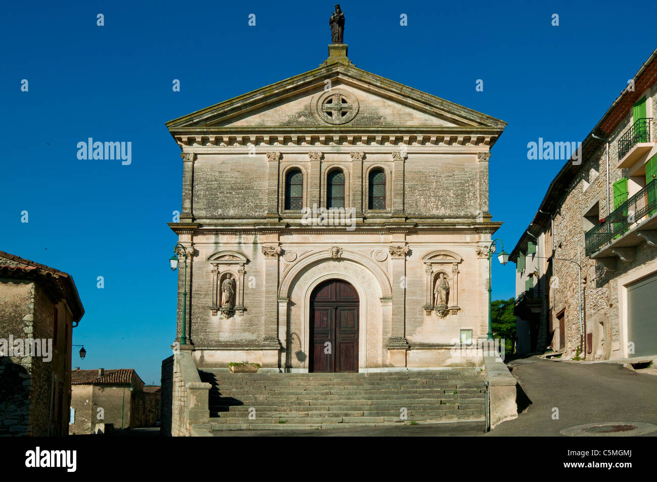Kirche von Corconne, Gard, Languedoc-Roussillon, Frankreich Stockfoto