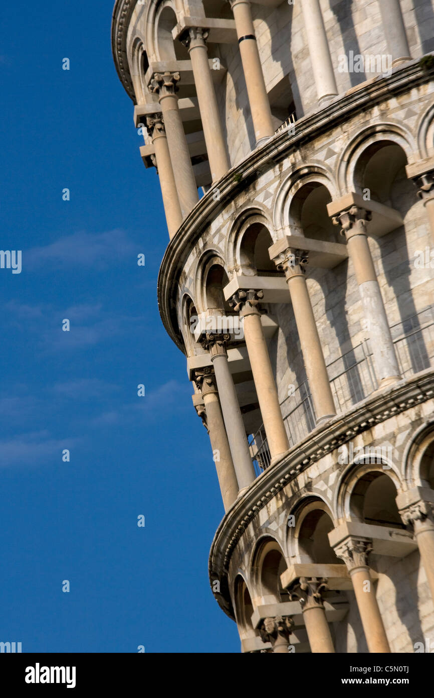 Nahaufnahme Detail der schiefe Turm von Pisa, Toskana, Italien, Europa Stockfoto